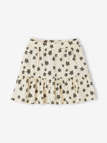 Skort with Floral Print, for Girls ecru+sweet pink 