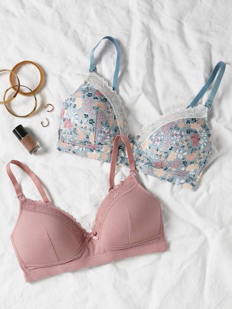 Pack of 2 Nursing Special Bras with Floral Print, ENVIE DE FRAISE dusky pink 