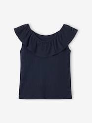 -Top with Ruffle, in Pointelle Knit, for Girls