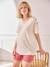 V-Neckline T-Shirt in Linen & Viscose, for Maternity ecru+rose 