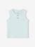 Sleeveless Rib Knit Top for Babies ecru+sky blue 