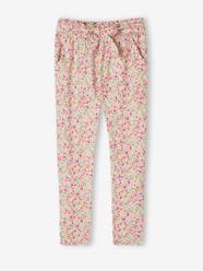 -Fluid Cropped Trousers with Floral Print, for Girls