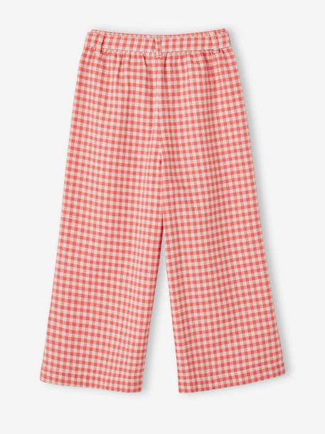 Wide-Leg, Printed Cropped Trousers for Girls chequered red 