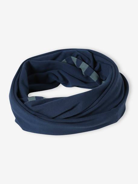 Reversible Infinity Scarf for Boys, Rock/Marl marl grey+navy blue 