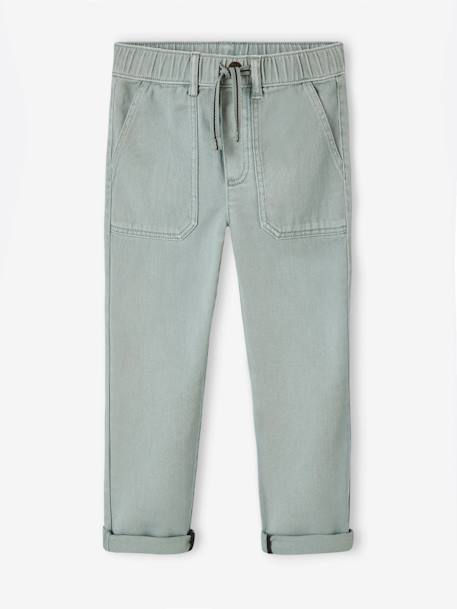 Worker Trousers, Easy to Slip On, for Boys BEIGE MEDIUM SOLID WITH DECOR+grey blue+lichen+night blue 