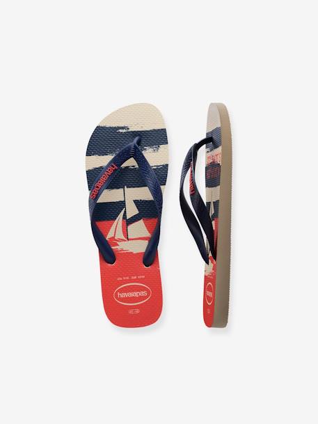 Top Nautical Flip-Flops for Children, by HAVAIANAS printed beige 