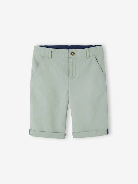 Bermuda Shorts in Cotton/Linen for Boys Beige+blue+Dark Blue+sage green 