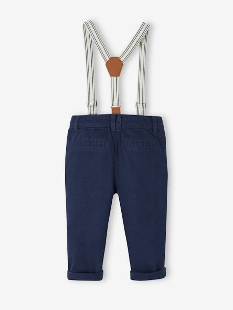 Trousers with Removable Braces for Babies navy blue 