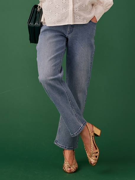 Straight Leg Jeans for Maternity, Seamless Belly Band, by ENVIE DE FRAISE bleached denim+stone 