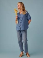 Maternity-Nursing Clothes-Short Sleeve Blouse for Pregnancy in Lightweight Denim by ENVIE DE FRAISE