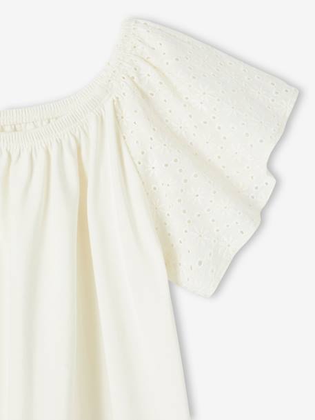 T-Shirt with Sleeves in Broderie Anglaise for Girls ecru 