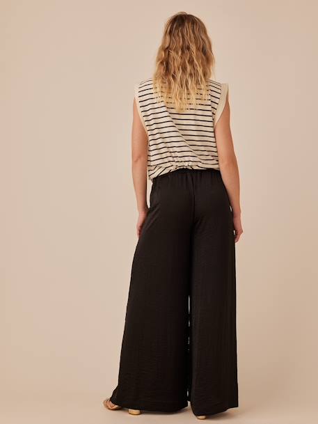 Palazzo-Style Fluid Trousers for Maternity, by ENVIE DE FRAISE black+sandy beige 