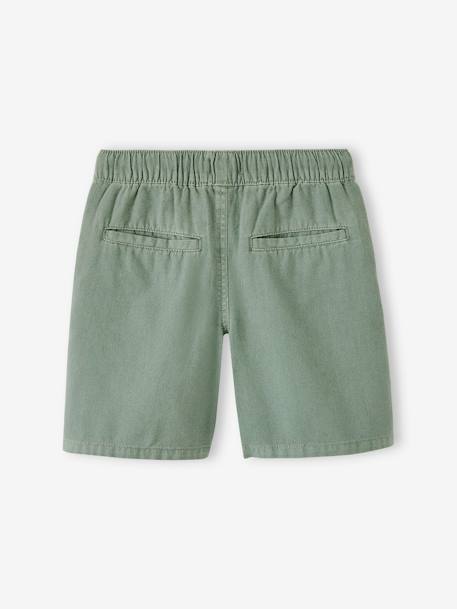 Cotton/Linen Bermuda Shorts for Boys aqua green+striped blue 