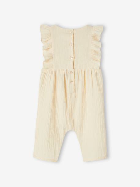 Cotton Gauze Jumpsuit for Babies coral+ecru 