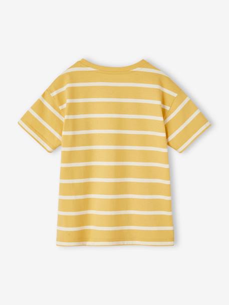 Striped T-Shirt for Boys aqua green+ochre 