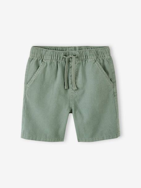 Cotton/Linen Bermuda Shorts for Boys aqua green+striped blue 