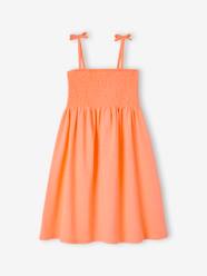 -Smocked Dress with Straps for Girls