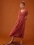 Long Dress for Maternity in Cotton Gauze, by ENVIE DE FRAISE navy blue+terracotta 