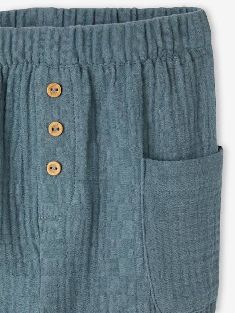 Trousers in Cotton Gauze for Babies peacock blue 