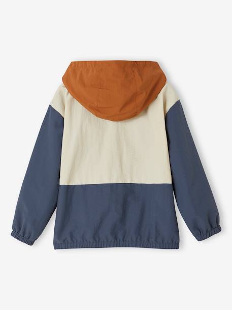 Colourblock Windcheater with Hood for Boys aqua green+blue 