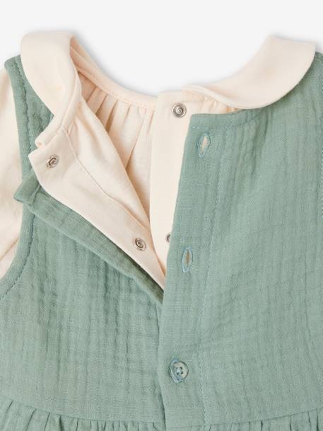 3-Piece Combo: T-Shirt, Jumpsuit & Headband for Babies old rose+sage green 