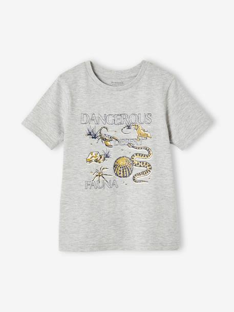 T-Shirt with Animal Motifs for Boys marl grey+slate blue 