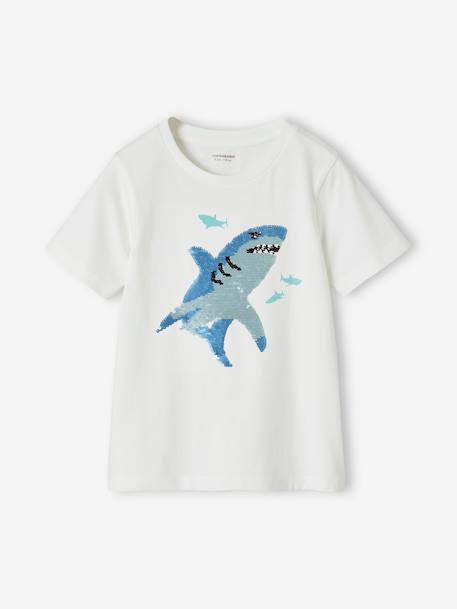 Basics T-Shirt with Reversible Sequins for Boys aqua green+white 