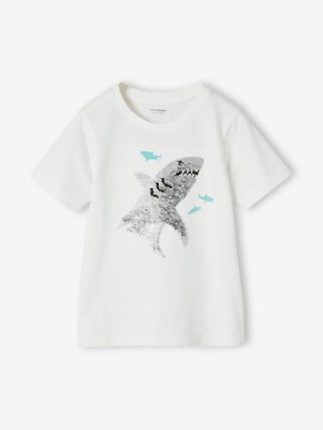 Basics T-Shirt with Reversible Sequins for Boys aqua green+white 