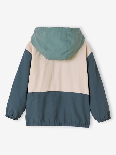 Colourblock Windcheater with Hood for Boys aqua green 