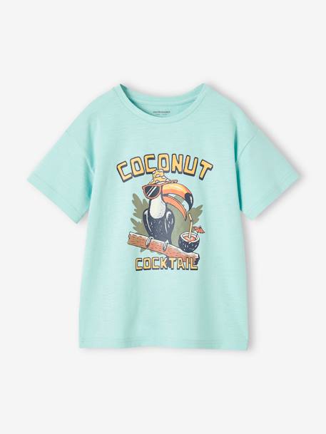 Fun T-Shirt with Animal, for Boys azure+turquoise+white 