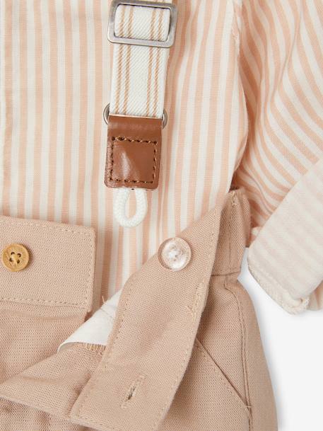 Occasion Wear Ensemble: Shirt + Shorts + Braces for Babies taupe 