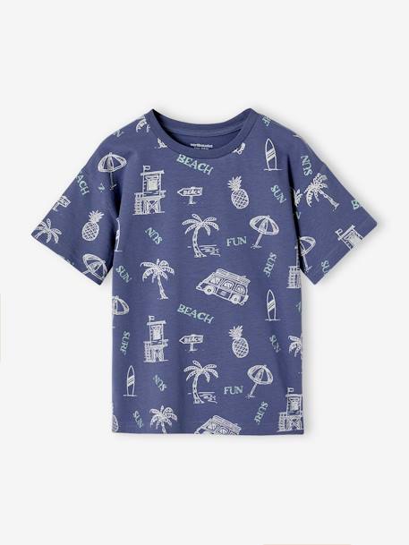 T-Shirt with Graphic Holiday Motifs for Boys printed white+slate blue 