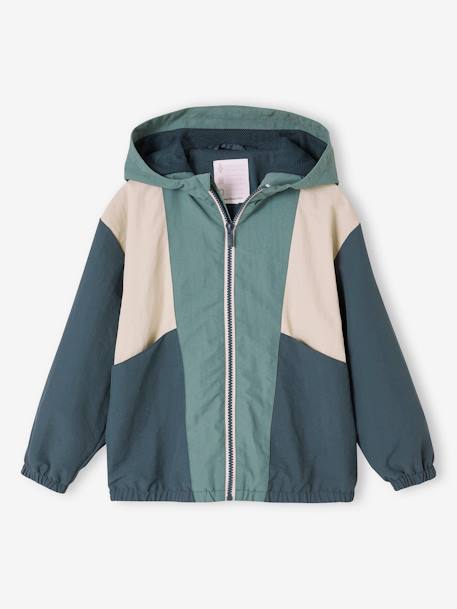 Colourblock Windcheater with Hood for Boys aqua green+blue 