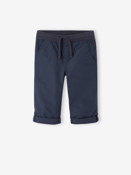 Cropped Lightweight Trousers Convert into Bermuda Shorts, for Boys beige+night blue+olive 