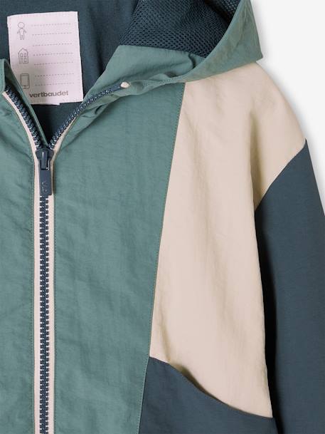 Colourblock Windcheater with Hood for Boys aqua green+blue 