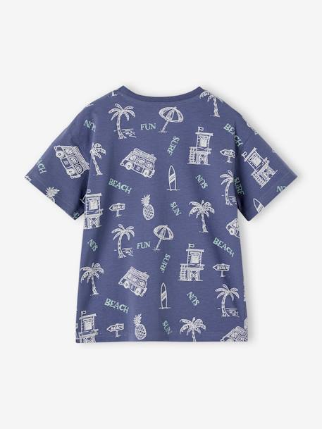 T-Shirt with Graphic Holiday Motifs for Boys printed white+slate blue 