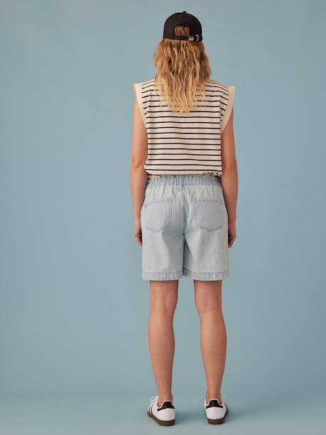 Paperbag-Effect Denim Jeans for Maternity, ENVIE DE FRAISE bleached denim+stone 