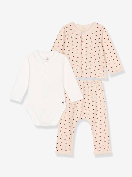 3-Item Combo in Lightweight Fleece, for Babies by Petit Bateau printed beige 