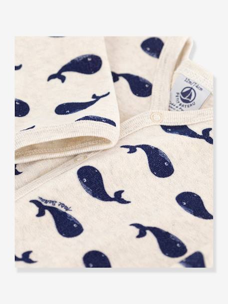 Navy Whales Sleepsuit in Velour, for Babies by Petit Bateau marl beige 