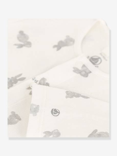 Rabbits Sleepsuit in Tubique for Babies, by Petit Bateau white 