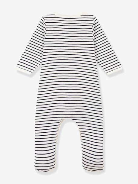 Striped Cotton Bodyjamas for Babies, by Petit Bateau navy blue 