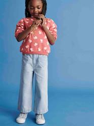 -Wide Cropped Trousers with Heart Pockets for Girls