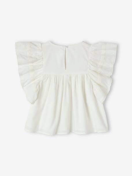 Embroidered Ruffled Blouse for Girls ecru 