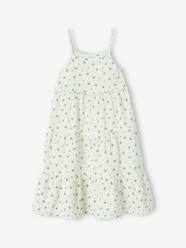 -Long Strappy Dress in Cotton Gauze, for Girls