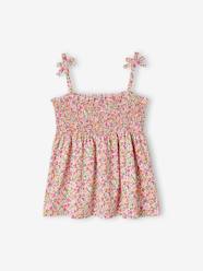 Girls-Tops-T-Shirts-Smocked Floral Print Top, for Girls