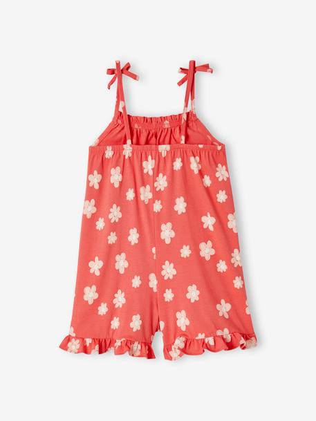 Ruffled Jumpsuit for Girls printed white+red 