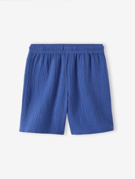 Cotton Gauze Shorts for Boys electric blue+green 