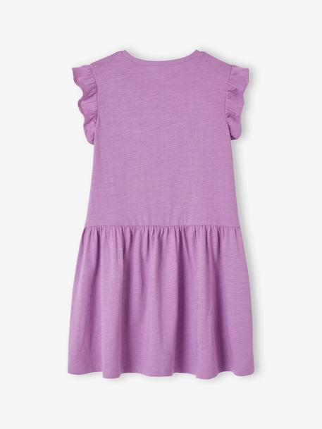 Dress with Ruffle on the Sleeves, for Girls aqua green+mauve+red 