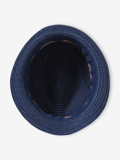 Straw-Like Panama Hat for Boys blue+navy blue 