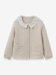 Girls-Cardigans, Jumpers & Sweatshirts-Jumpers-Fleece Cardigan in Organic Cotton for Girls, by CYRILLUS